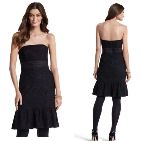 white house black market strapless lace dress